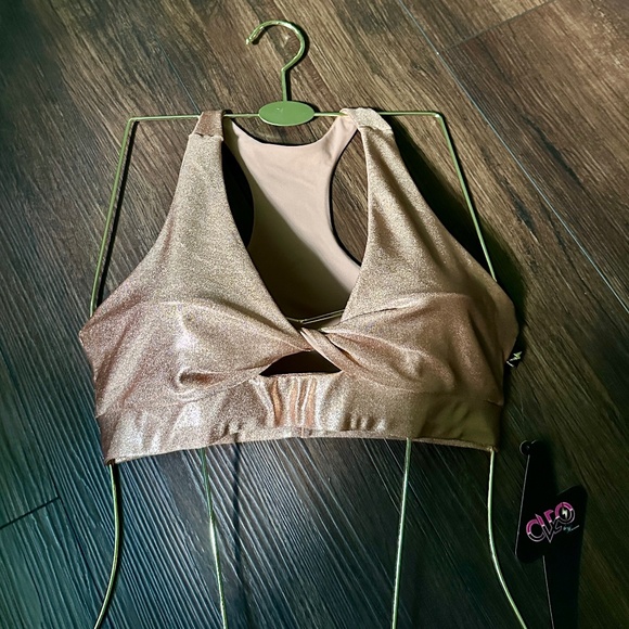ROSE GOLD METALLIC TWIST SPORTS BRA - Picture 4 of 7